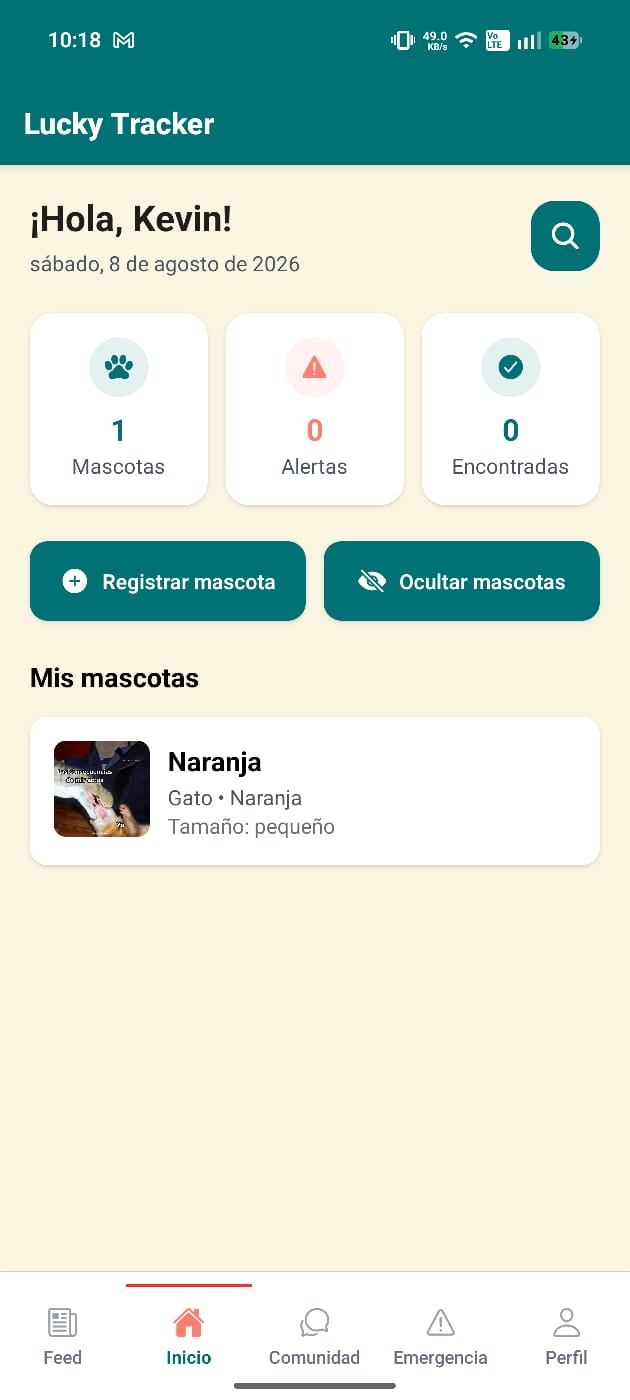 Inicio con una mascota registrada
